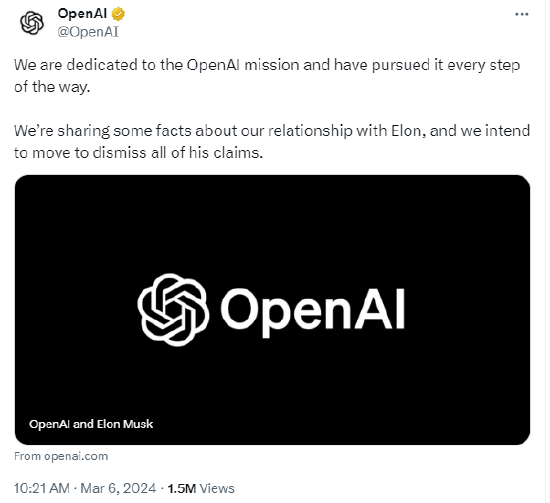 奥尔特曼示好信号被完全无视？OpenAI又收到马斯克的诉状！